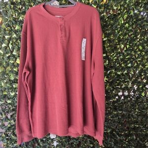 NWT Textured Henley Men's XXL Goodfellow & Co Brick Red Long Sleeve 32% Recycled
